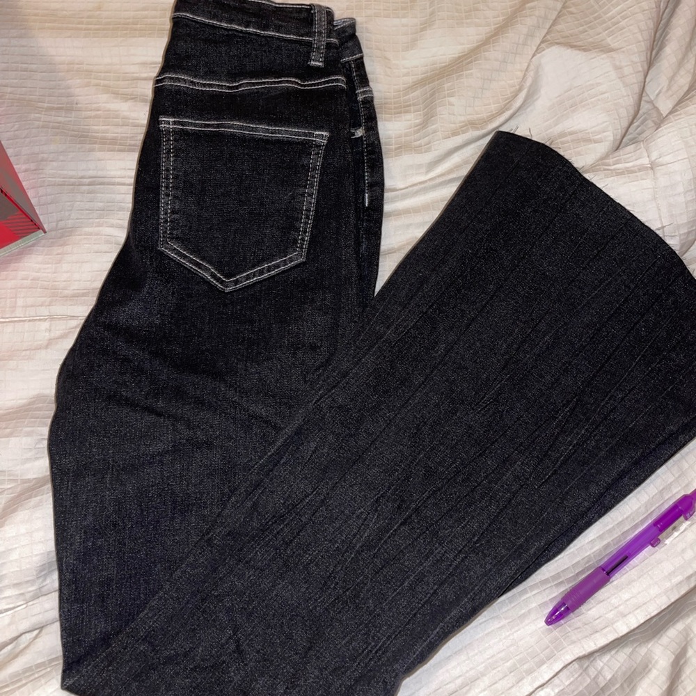 Shein Black Denim Belle Bottoms